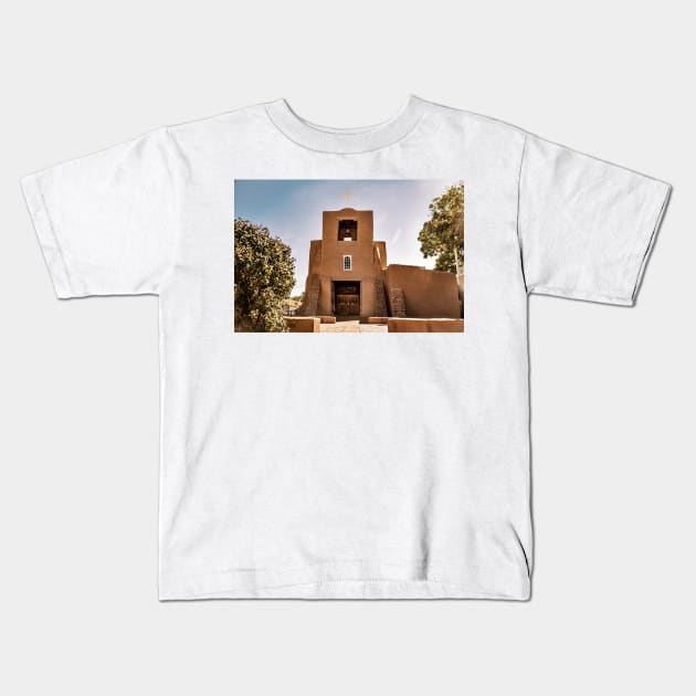 The San Miguel Mission in Santa Fe Kids T-Shirt by Gestalt Imagery